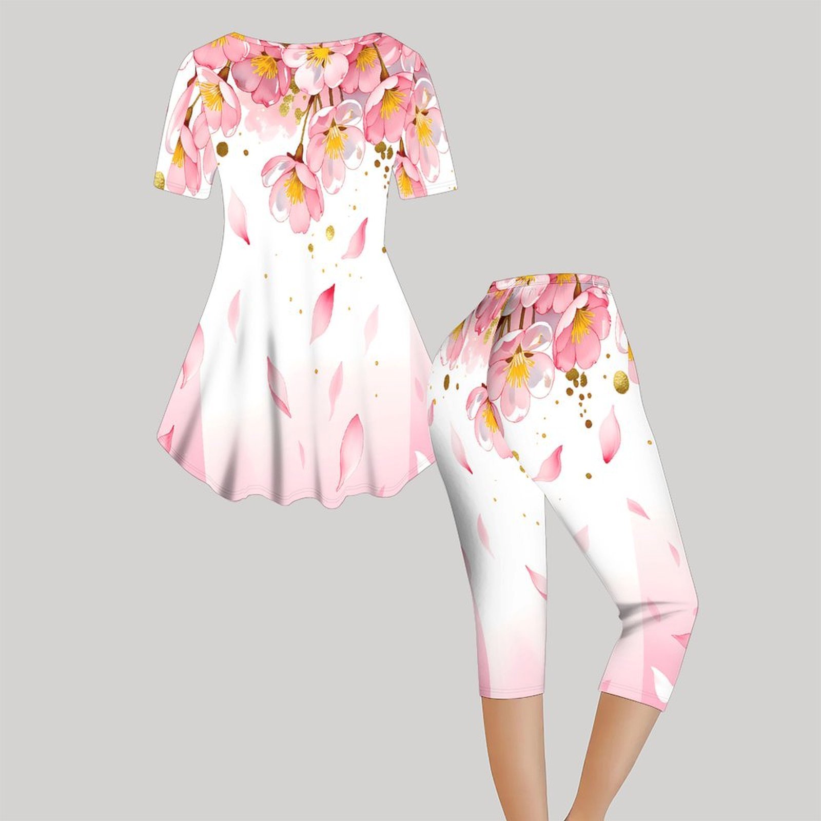 2pcs Vintage Print Two Piece S - Romper Floral Print 评论和价格