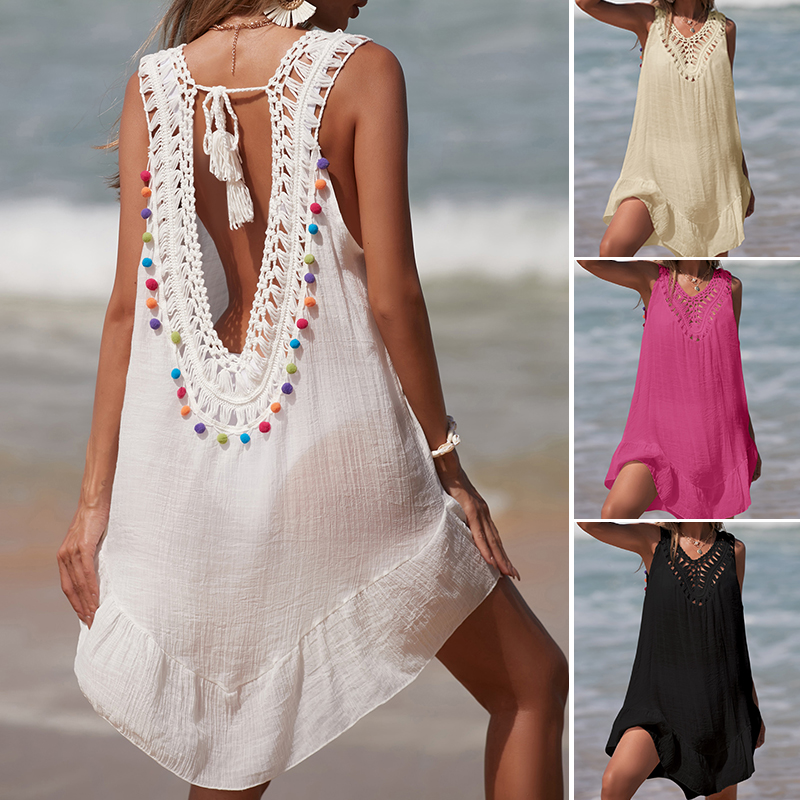Women V-Neck Backless Hollow O - Cover Up Kaftan 评论和价格