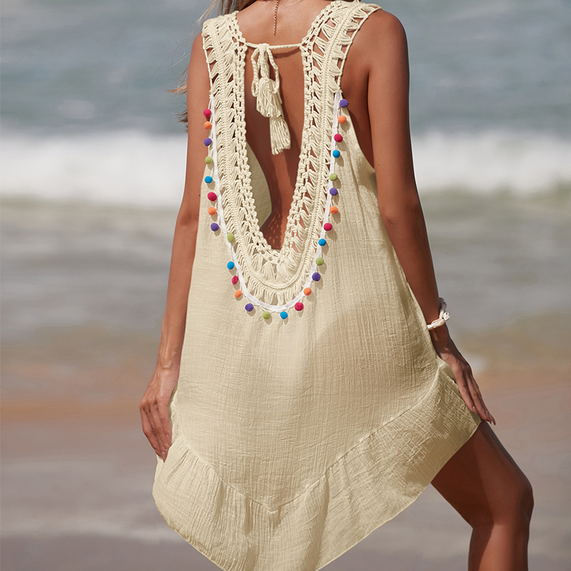 Women V-Neck Backless Hollow O - Cover Up Kaftan 评论和价格