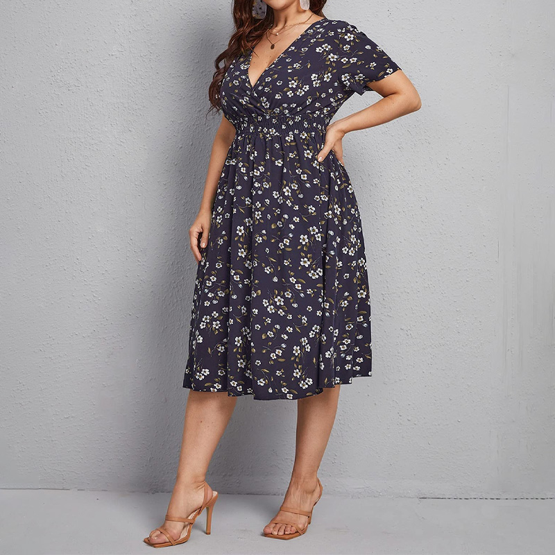 Plus Size Women's Dress, Flowe - Romper Floral Print 评论和价格