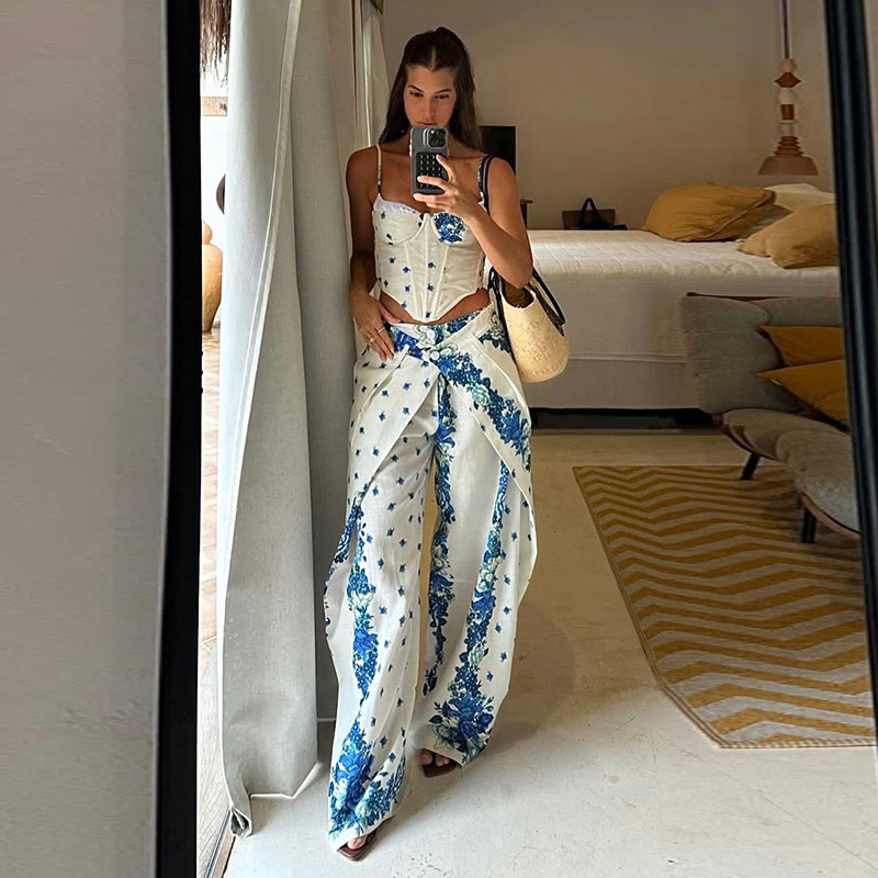 Sexy Printed Vest Trouser Wome - Romper Floral Print 评论和价格