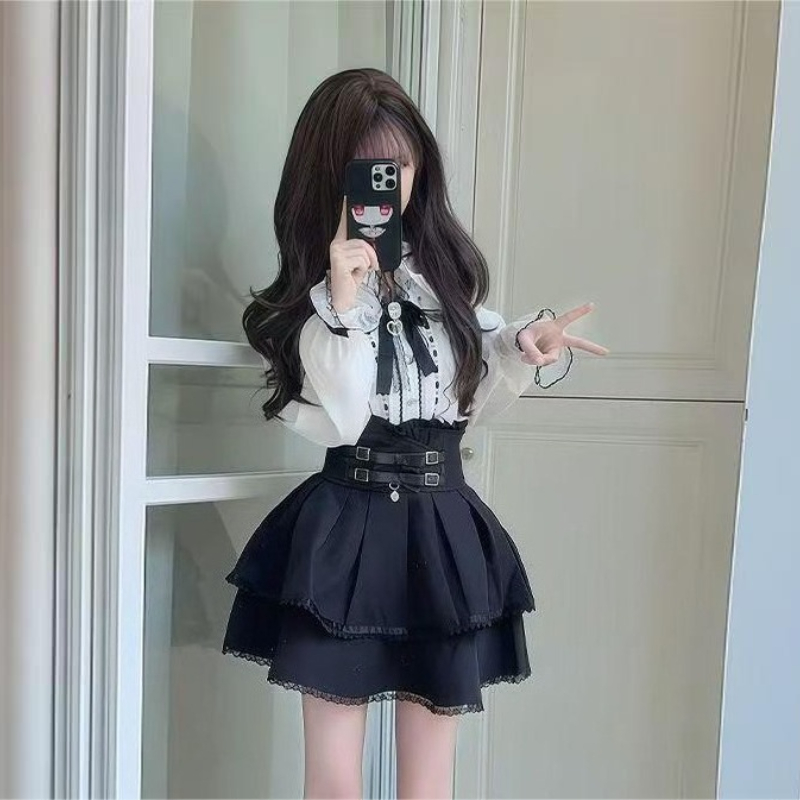 Japanese Gothic Y2k Lolita Sty - Blouse Off Shoulder 评论和价格