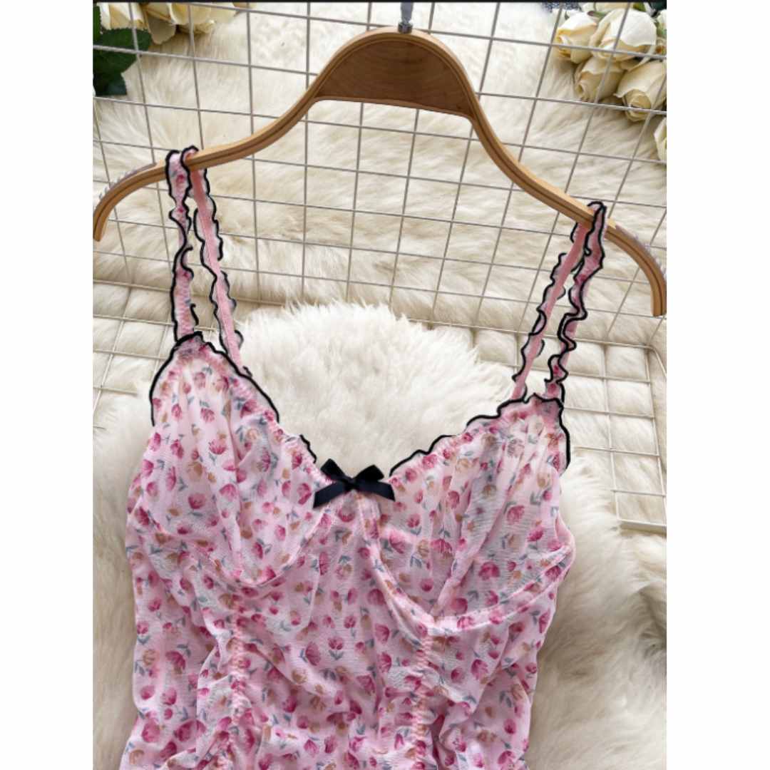 Women Sweet Homewear Suits Flo - Romper Floral Print 评论和价格