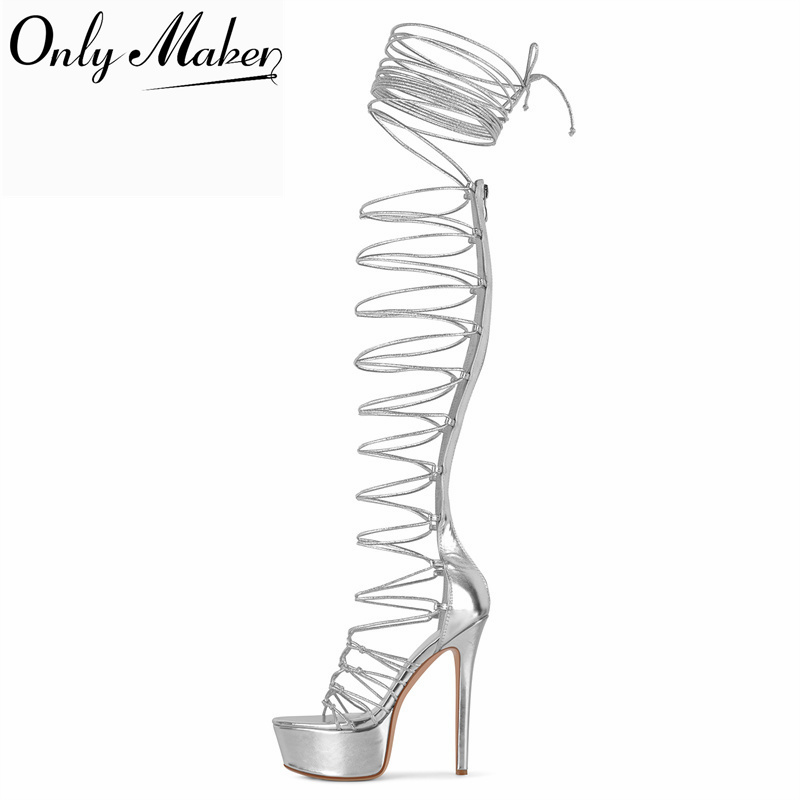 Onlymaker Sliver Peep Toe Lace - Sandal Strappy Heeled 评论和价格