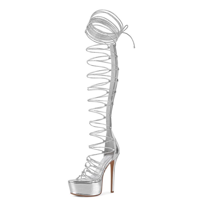 Onlymaker Sliver Peep Toe Lace - Sandal Strappy Heeled 评论和价格