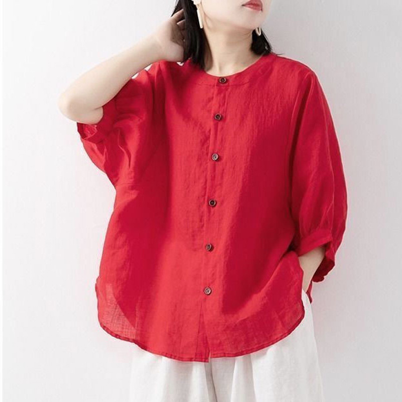 Cotton and linen shirt women's - Blouse Off Shoulder 评论和价格