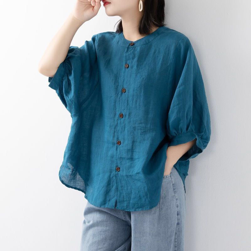 Cotton and linen shirt women's - Blouse Off Shoulder 评论和价格
