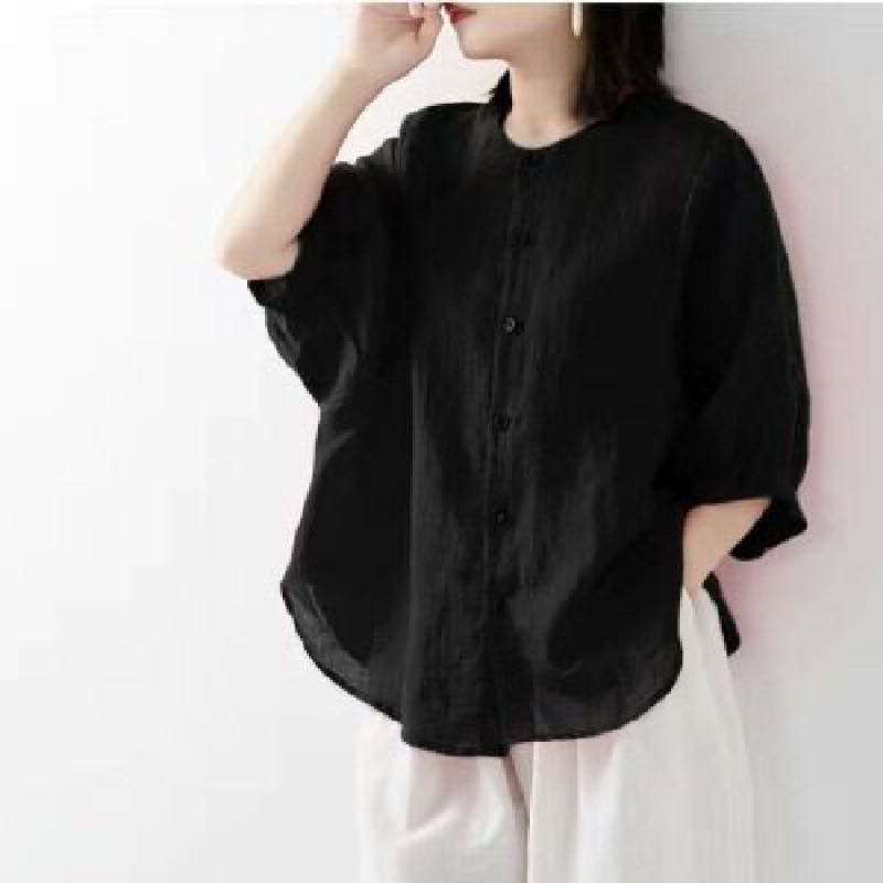 Cotton and linen shirt women's - Blouse Off Shoulder 评论和价格