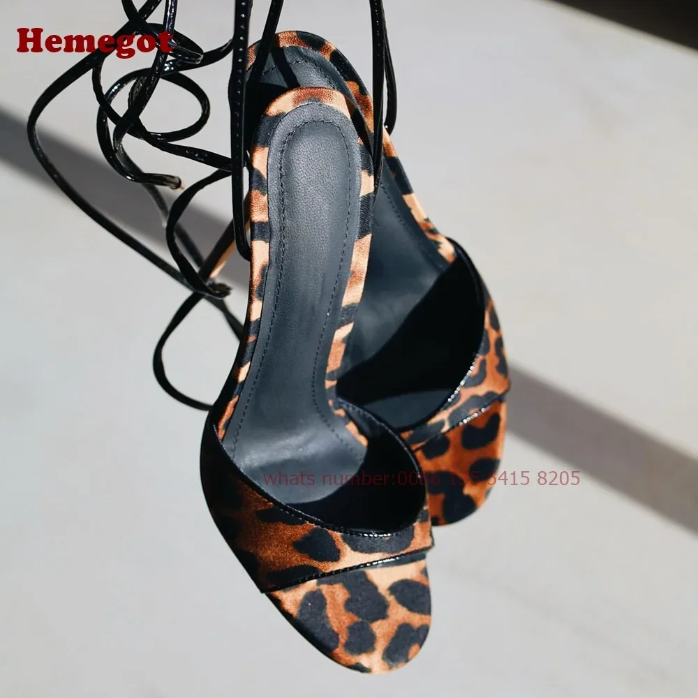 Leopard Lace Up Stiletto Sanda - Sandal Strappy Heeled 评论和价格