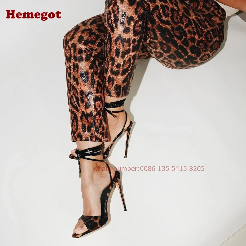 Leopard Lace Up Stiletto Sanda - Sandal Strappy Heeled 评论和价格