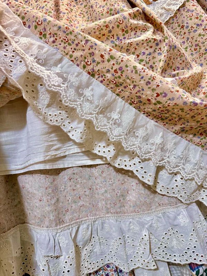 Autumn Cotton Ruffed Lace Swee - Midi Skirt Floral 评论和价格